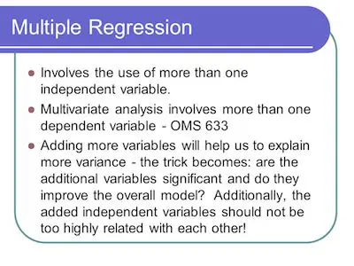 A Single Dependent Variable Can Be Used In Other Analysis